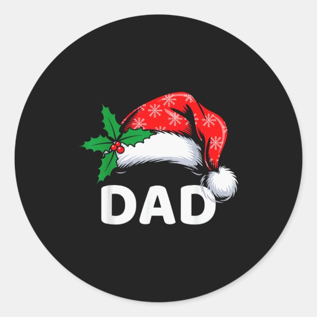 Dad Christmas Family Pajamas Matching Santa Hat Ou Classic Round Sticker (Front)
