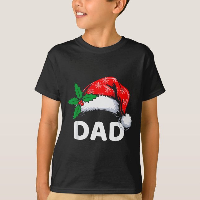 Dad Christmas Family Pajamas Matching Santa Hat Ou T-Shirt (Front)