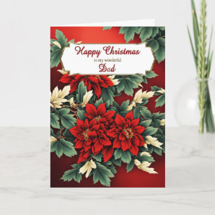 Dad Christmas Poinsettias Holiday Card