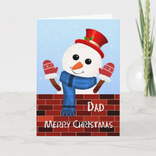 Dad Christmas Snowman Holiday Card