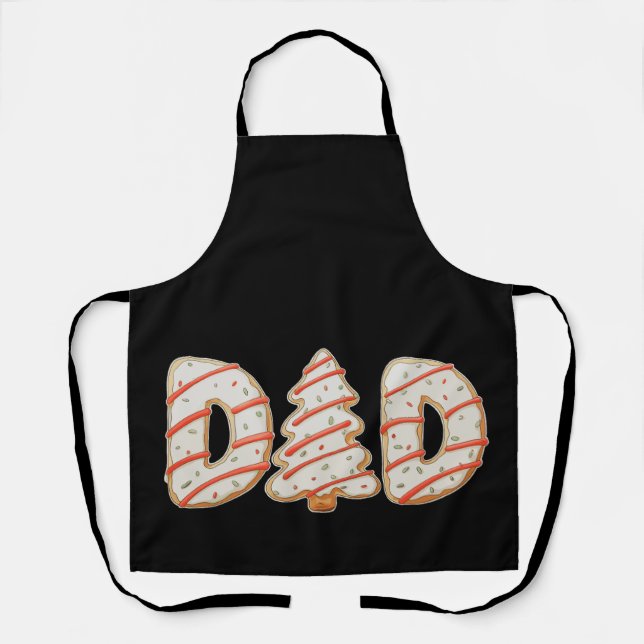 Dad Christmas Tree Cake Matching Family Holiday Apron (Front)