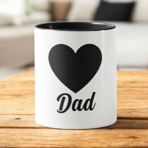 Dad - Classic Black Heart Typography Mug