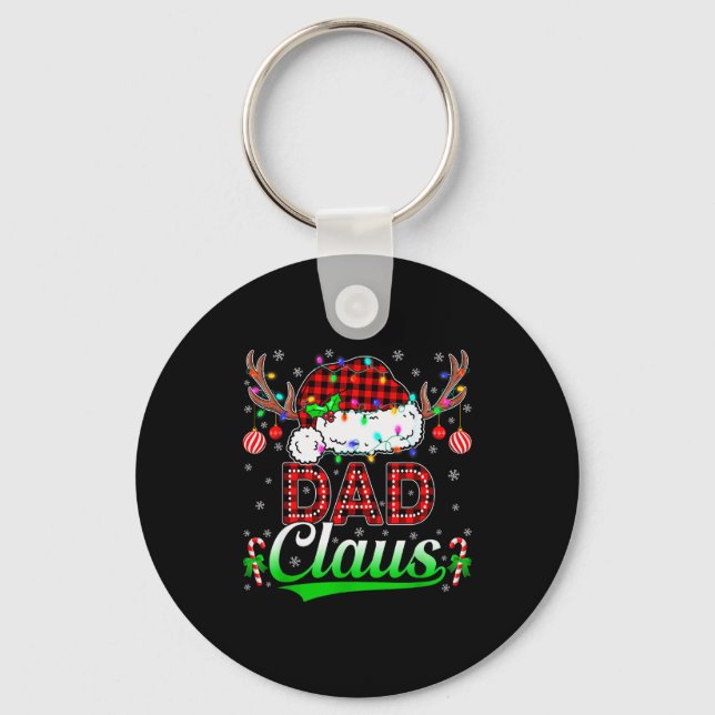 Dad Claus Christmas Lights Matching Family Xmas Pa Key Ring (Front)
