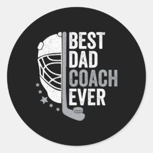 Dad Coach Ever Father's Day Hockey  Classic Round Sticker