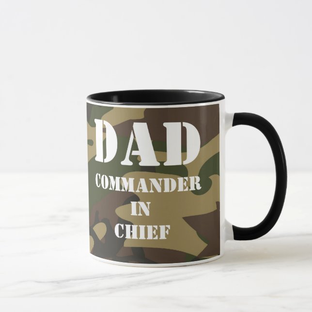Dad, Commander in Chief Camo Military Father Mug (Right)