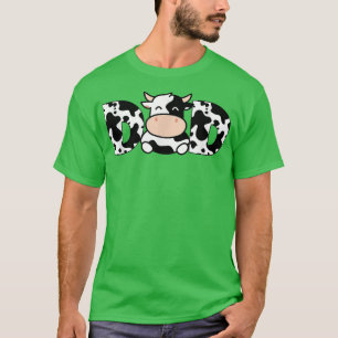Dad Cow Print Black White Loves Cows Fathers Farm T-Shirt