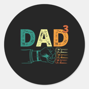 Dad Cubed Dad Of Three Mens Quote Funny Christmas Classic Round Sticker