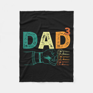 Dad Cubed Dad Of Three Mens Quote Funny Christmas Fleece Blanket