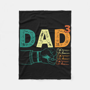 Dad Cubed Dad Of Three Mens Quote Funny Christmas Fleece Blanket