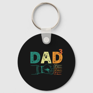Dad Cubed Dad Of Three Mens Quote Funny Christmas Key Ring