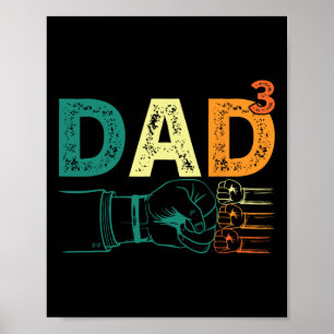 Dad Cubed Dad Of Three Mens Quote Funny Christmas  Poster