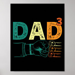 Dad Cubed Dad Of Three Mens Quote Funny Christmas Poster