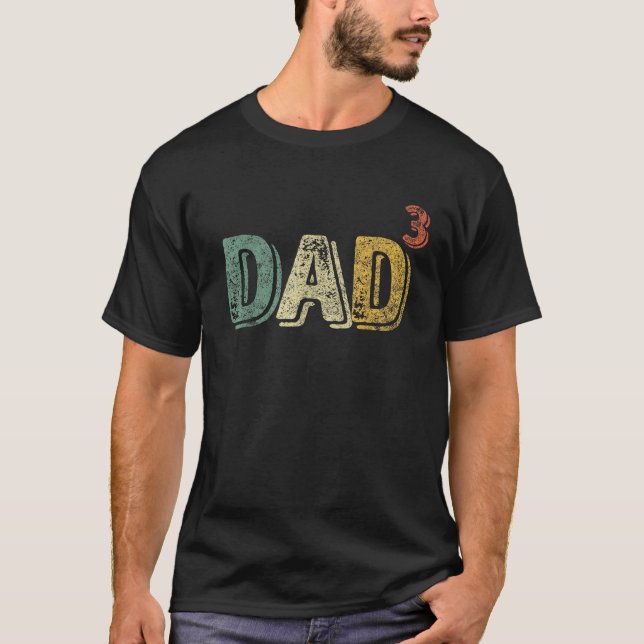 Dad Cubed Dad Of Three Mens Quote Funny Christmas  T-Shirt (Front)