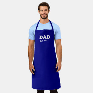 Dad Custom Est date cobalt blue Modern grill bbq Apron