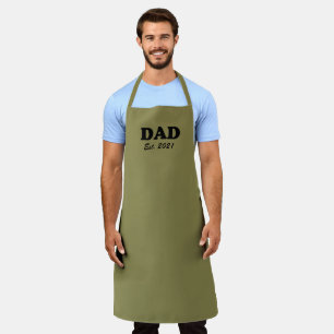 Dad, Custom Est date Father's Day khaki black Apron