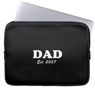 Dad Custom Est date modern typography black Laptop Sleeve