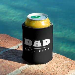 Dad Custom EST. Year Black & White Can Cooler