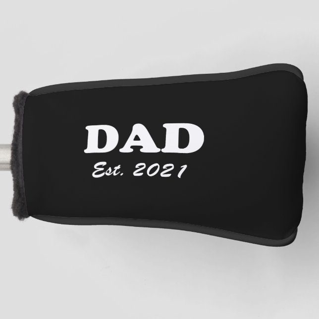 Dad custom established date black personalised  golf head cover (Front)