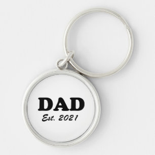 Dad custom established date black white modern key ring