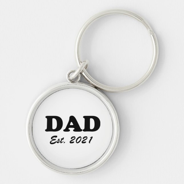 Dad custom established date black white modern key ring (Front)
