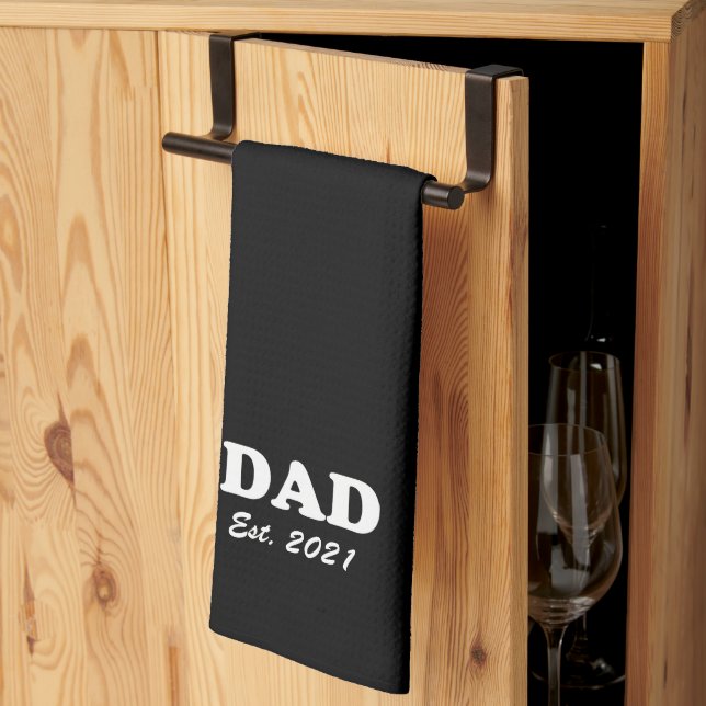 Dad Custom Established date black white modern Tea Towel (Thirds Fold)