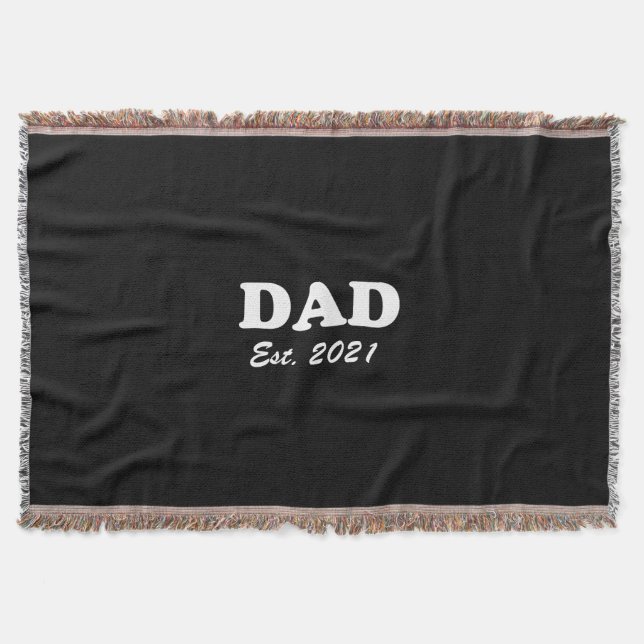 Dad Custom Established date black white modern  Throw Blanket (Front)