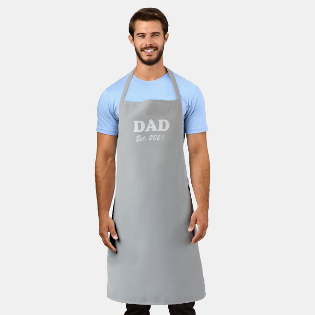 Dad Custom Established date light grey grill bbq Apron (Worn)