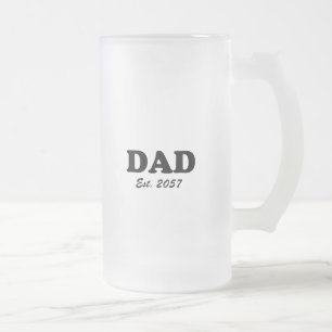Dad custom established date modern typography frosted glass beer mug