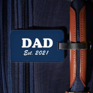 Dad Custom Established date navy blue white modern Luggage Tag