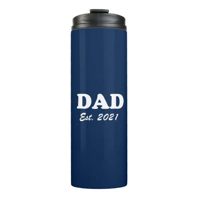 Dad Custom Established date navy blue white modern Thermal Tumbler (Front)