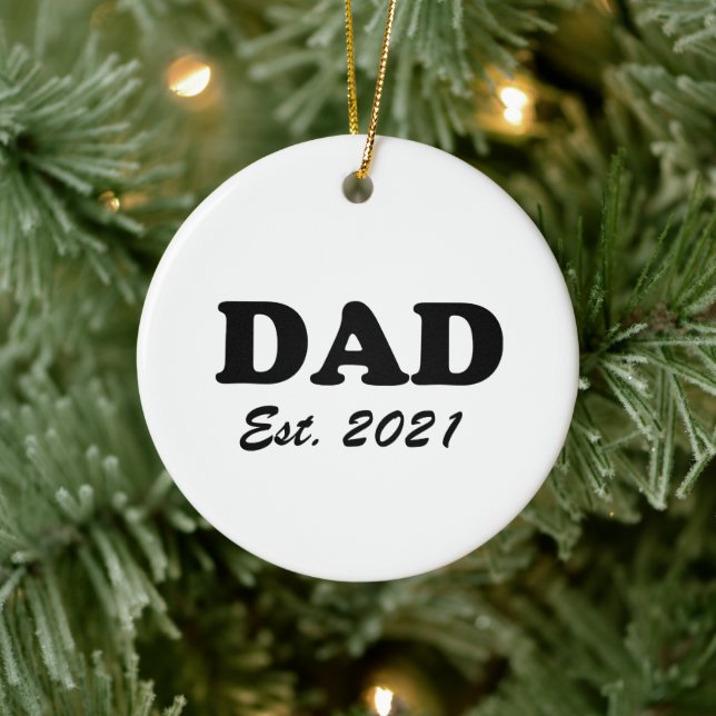 Dad Custom Established date personalised modern Ceramic Tree Decoration (Tree)