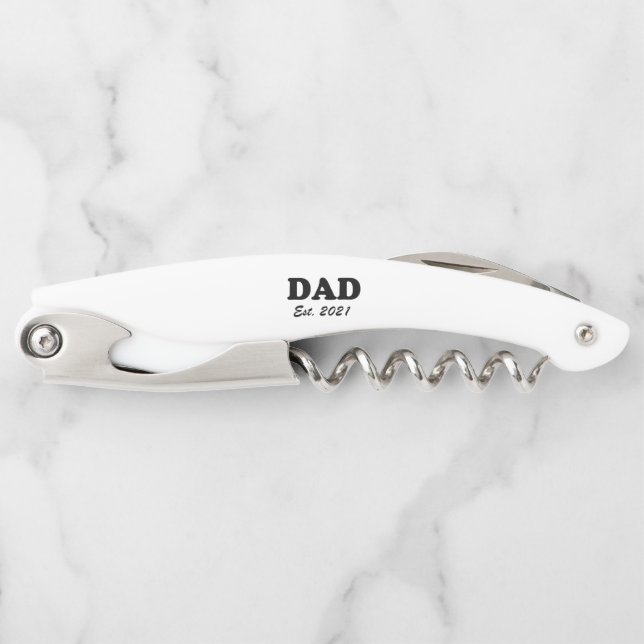 Dad Custom Established date personalised modern Corkscrew (Front)
