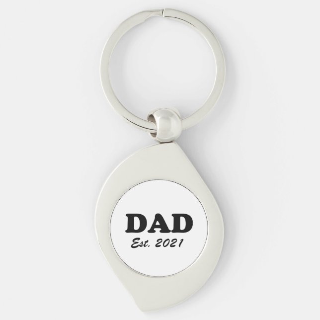 Dad custom established date personalised modern key ring (Front)