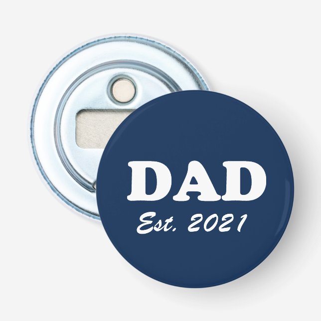 Dad Custom Established navy blue white modern Bottle Opener (Front)