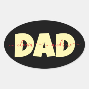 Dad Customized children name Oval Sticker