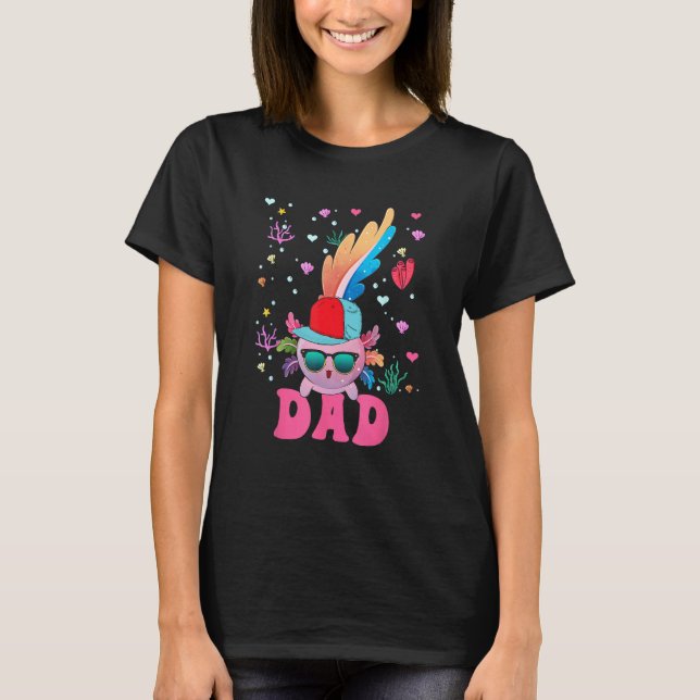 Dad Cute Axolotl Sunglasses Wearing Cap Costume Fa T-Shirt (Front)