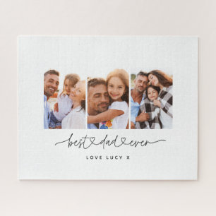dad cute modern script multi photo gift  jigsaw puzzle