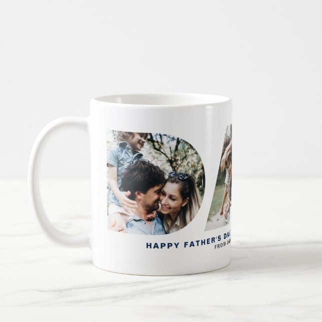 DAD Cutout Photo Collage Happy Father's Day Mug (Left)