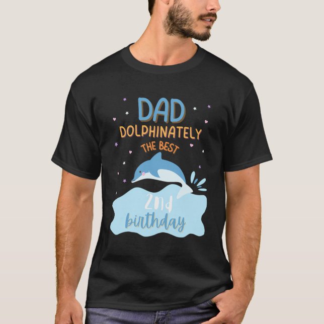 Dad Daddy 2Nd Birthday Dolphin Bday Party Family M T-Shirt (Front)