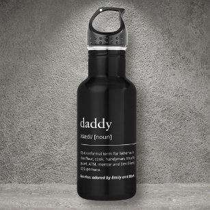 Dad Daddy Definition custom names modern black 532 Ml Water Bottle