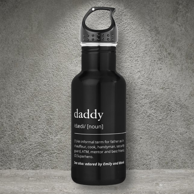 Dad Daddy Definition custom names modern black 532 Ml Water Bottle (Creator Uploaded)