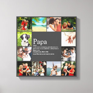 Dad Daddy Father Definition 12 Photo Collage Grey Canvas Print
