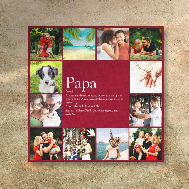 Dad Daddy Father Definition 12 Photo Fun Burgundy Canvas Print (Dad Daddy Father Definition 12 Photo Fun Burgundy Canvas Print)