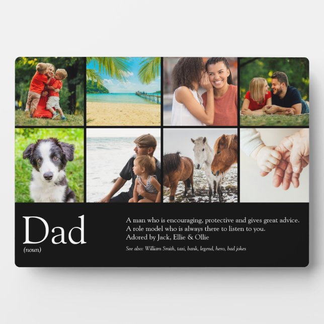 Dad Daddy Father Definition 8 Photo Collage Black Plaque (Front)
