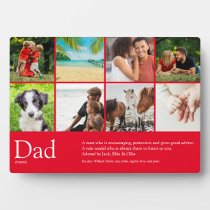 Dad Daddy Father Definition 8 Photo Collage Red Plaque