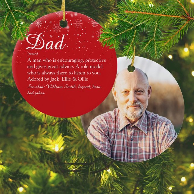 Dad Daddy Father Definition Photo Christmas Ceramic Tree Decoration (Dad Daddy Father Definition Photo Christmas Ceramic Ornament)