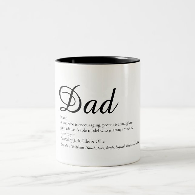 Dad, Daddy, Father Definition Script Fun Two-Tone Coffee Mug (Center)