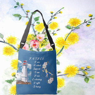Dad Daughter Bonding Lighthouse Father's Day Quote Crossbody Bag