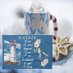 Dad Daughter Bonding Lighthouse Father's Day Quote Tea Towel