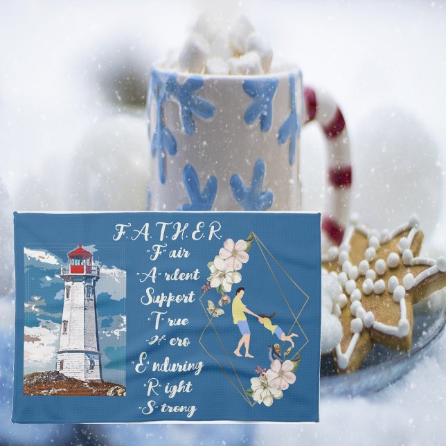 Dad Daughter Bonding Lighthouse Father's Day Quote Tea Towel (Creator Uploaded)